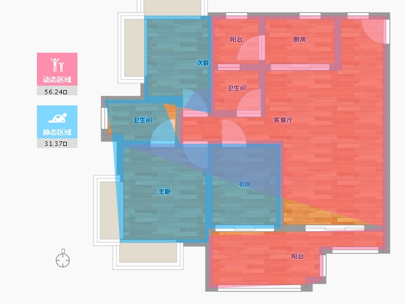 广东省-深圳市-西海明珠花园-74.00-户型库-动静分区