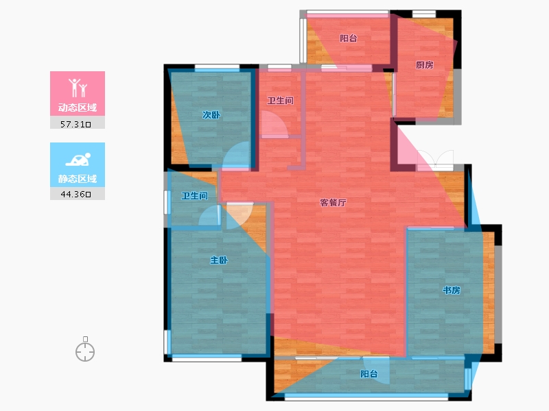 宁夏回族自治区-银川市-新思路·砚玺台-102.49-户型库-动静分区