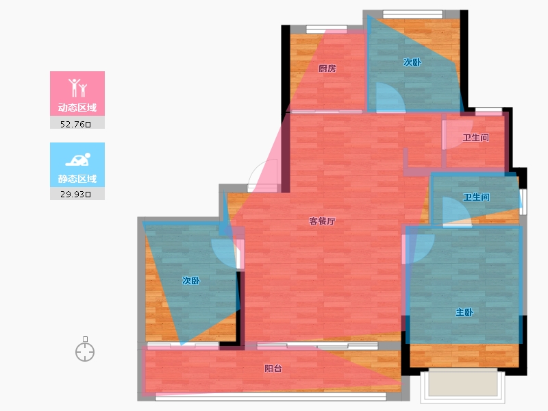 浙江省-宁波市-舜瑞绿城·晓月沁园-88.41-户型库-动静分区