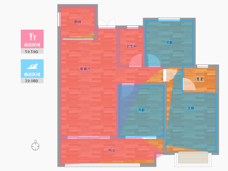 江苏省-连云港市-泰达城·玥府-96.80-户型库-动静分区