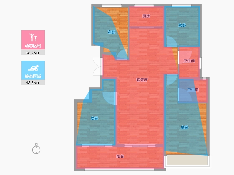 山东省-德州市-嘉泰·东方翰林府-111.18-户型库-动静分区