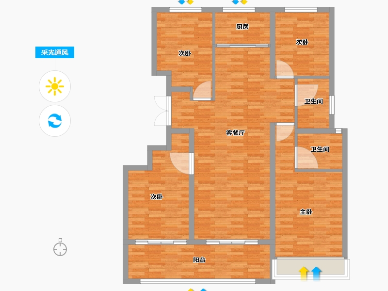 山东省-德州市-嘉泰·东方翰林府-111.18-户型库-采光通风