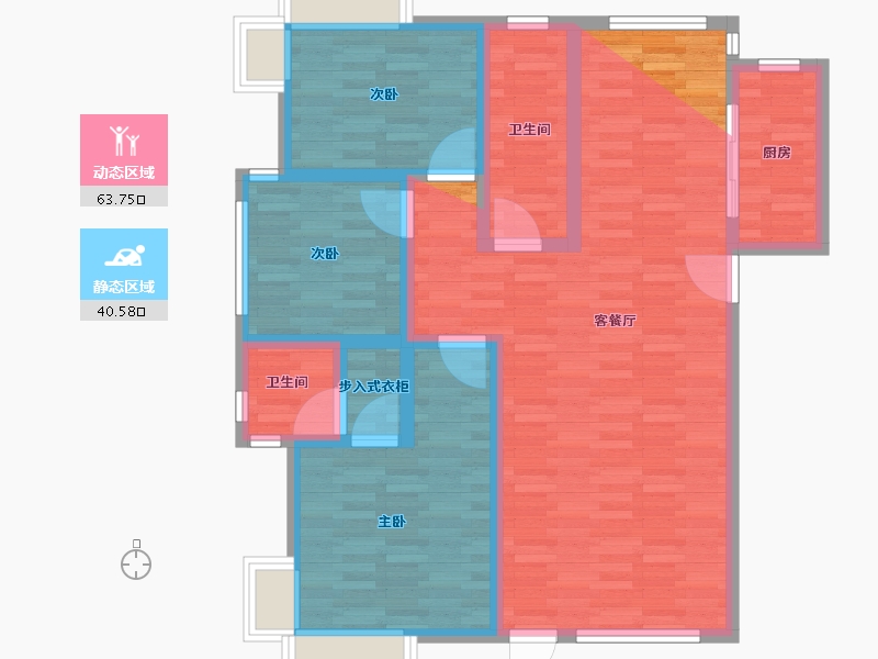 浙江省-杭州市-亲亲家园-102.95-户型库-动静分区