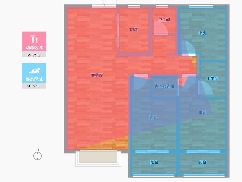 河北省-保定市-子辰玖玺府-100.82-户型库-动静分区