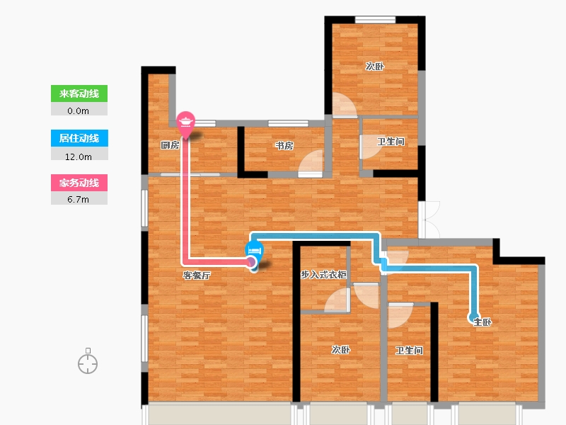 内蒙古自治区-呼和浩特市-万锦梧桐樾-125.65-户型库-动静线