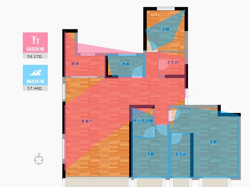 内蒙古自治区-呼和浩特市-万锦梧桐樾-125.65-户型库-动静分区