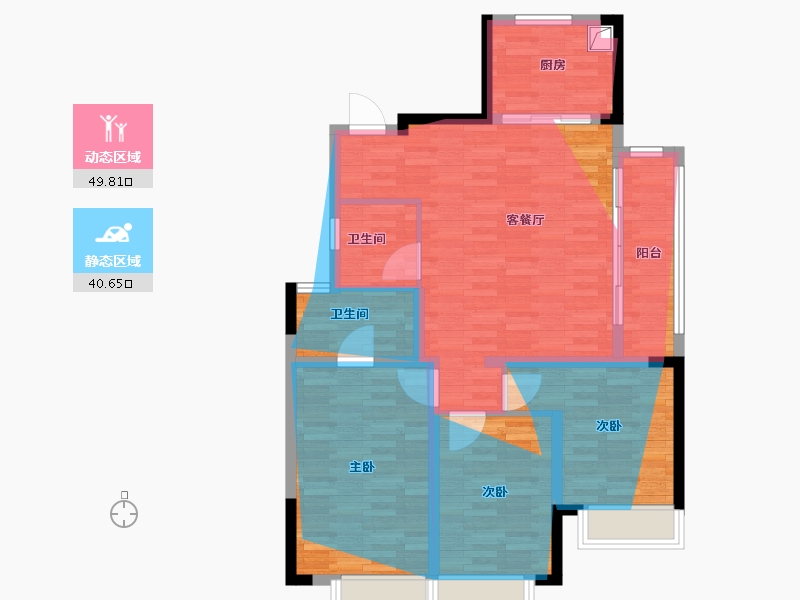 浙江省-宁波市-舜瑞绿城·晓月沁园-89.92-户型库-动静分区