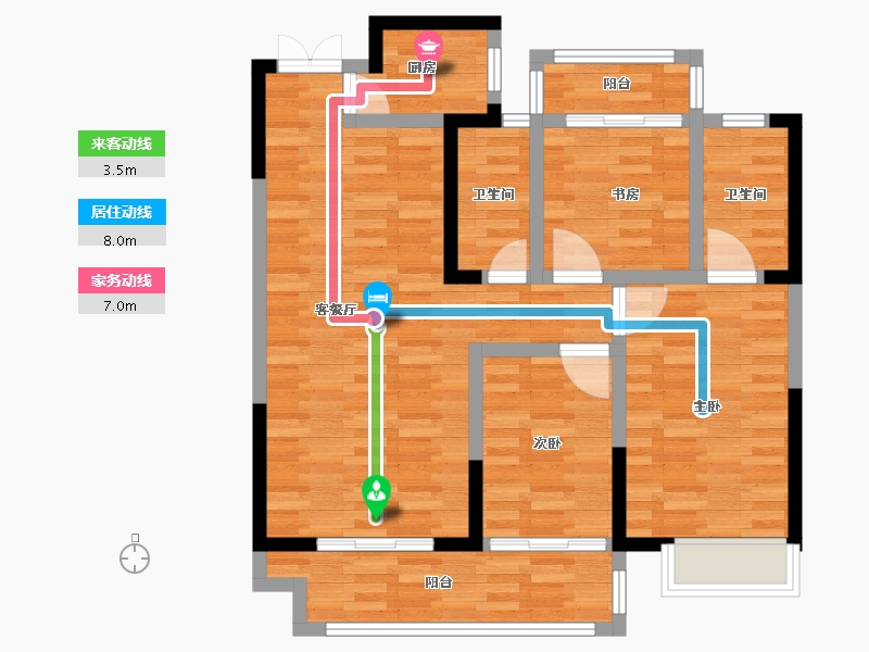 陕西省-渭南市-奉先·南塬春晴-84.99-户型库-动静线