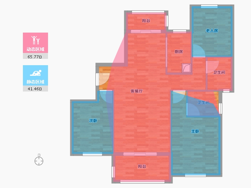 湖北省-荆门市-康元金樽府-91.41-户型库-动静分区