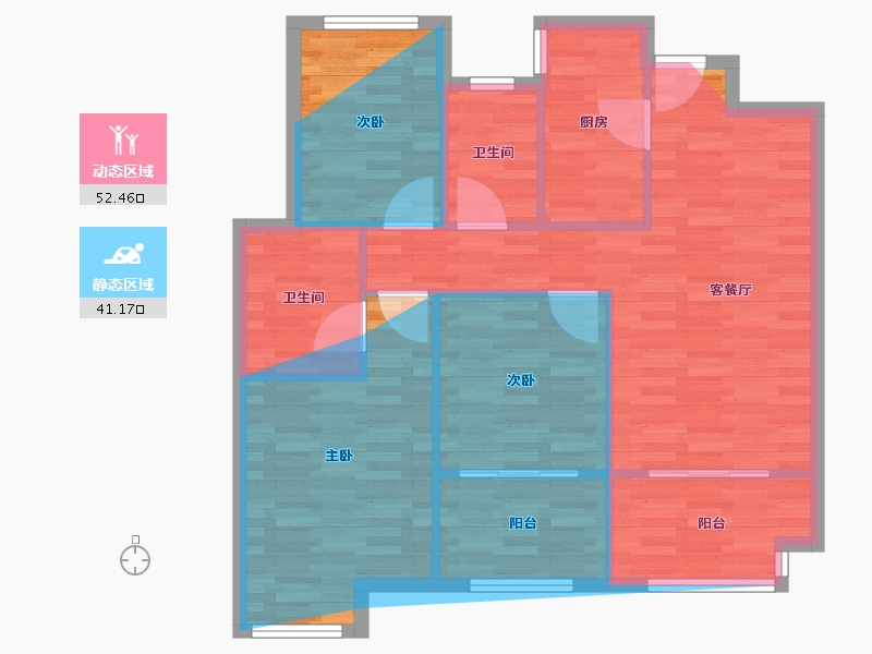 江苏省-苏州市-幸福城邦家园-87.00-户型库-动静分区