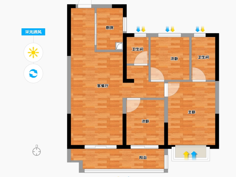 陕西省-榆林市-九建大锦·明珠城-81.50-户型库-采光通风