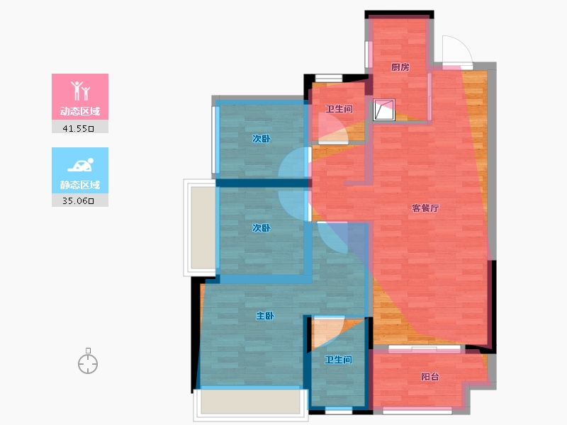 贵州省-贵阳市-保利明玥半山-74.40-户型库-动静分区