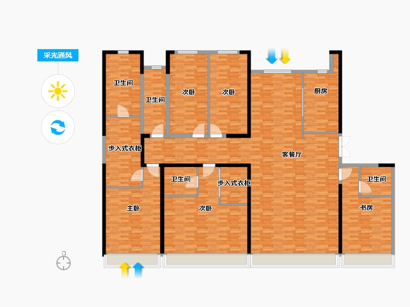 内蒙古自治区-呼和浩特市-万锦梧桐樾-254.53-户型库-采光通风