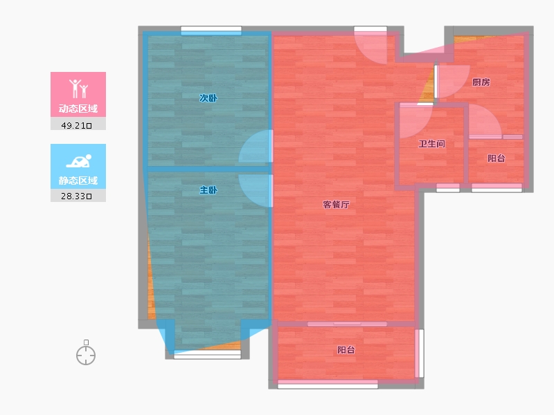 陕西省-西安市-蓝湖九郡-74.84-户型库-动静分区