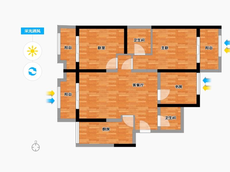 陕西省-西安市-铜雀台-93.04-户型库-采光通风