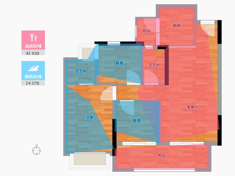 云南省-昭通市-万景·進園-71.51-户型库-动静分区