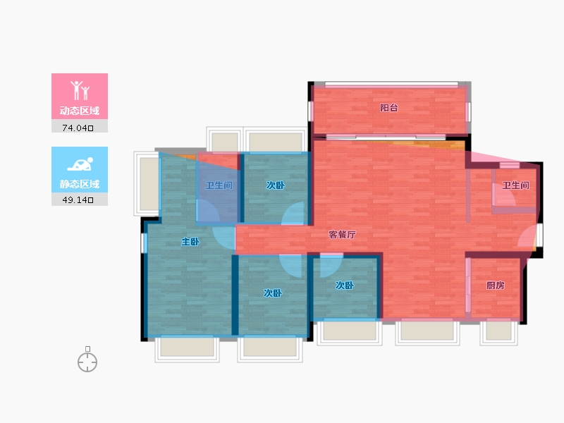 广东省-深圳市-振业天境云庭-108.60-户型库-动静分区