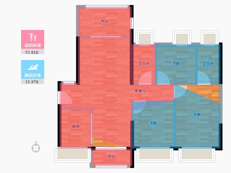 广东省-肇庆市-华英城明月湾-87.38-户型库-动静分区