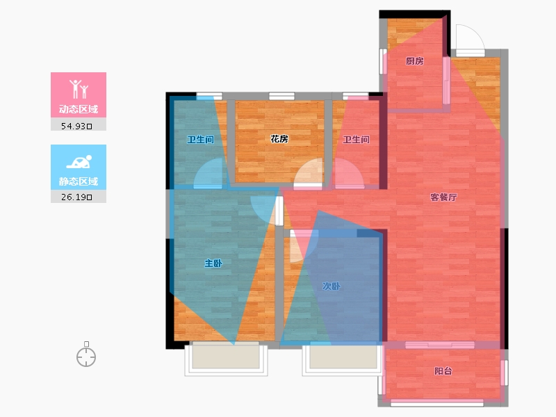 湖南省-长沙市-长沙北中心保利时代-86.64-户型库-动静分区