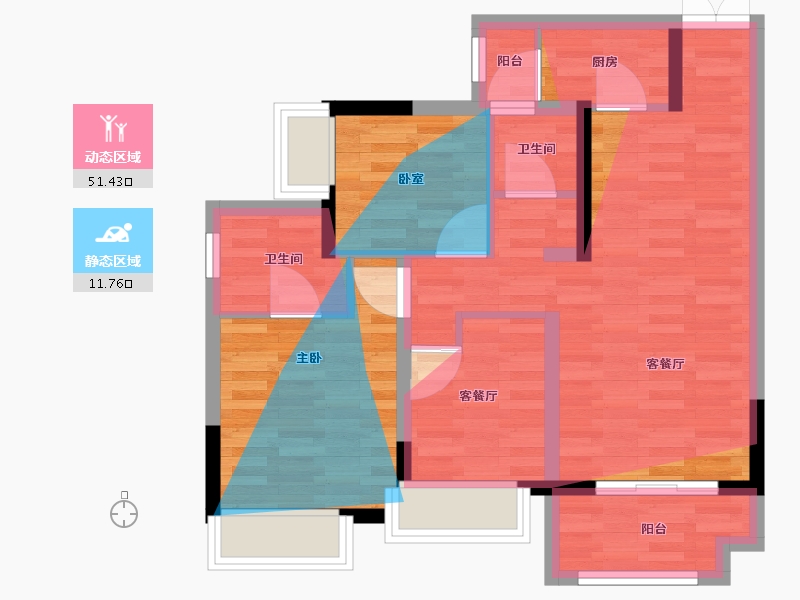 四川省-成都市-德桦御湖和境-65.71-户型库-动静分区