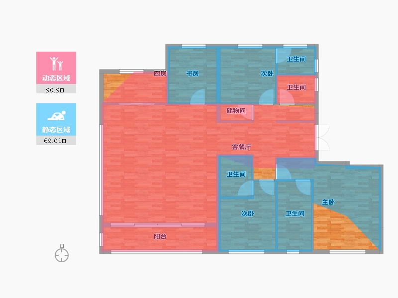 浙江省-杭州市-潮语映月轩-154.95-户型库-动静分区