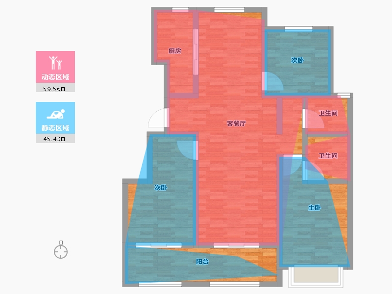 山东省-泰安市-龙泽壹品-103.87-户型库-动静分区