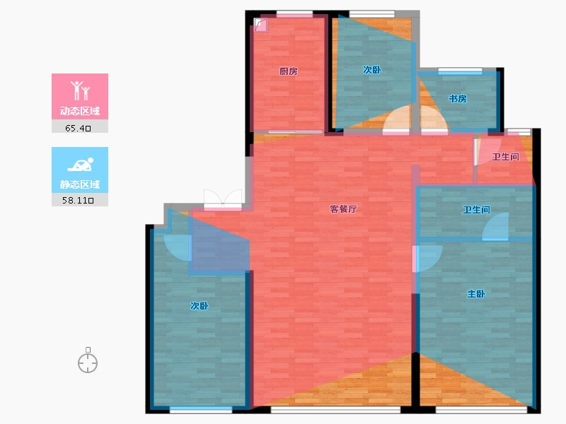 内蒙古自治区-呼和浩特市-万锦梧桐樾-123.75-户型库-动静分区