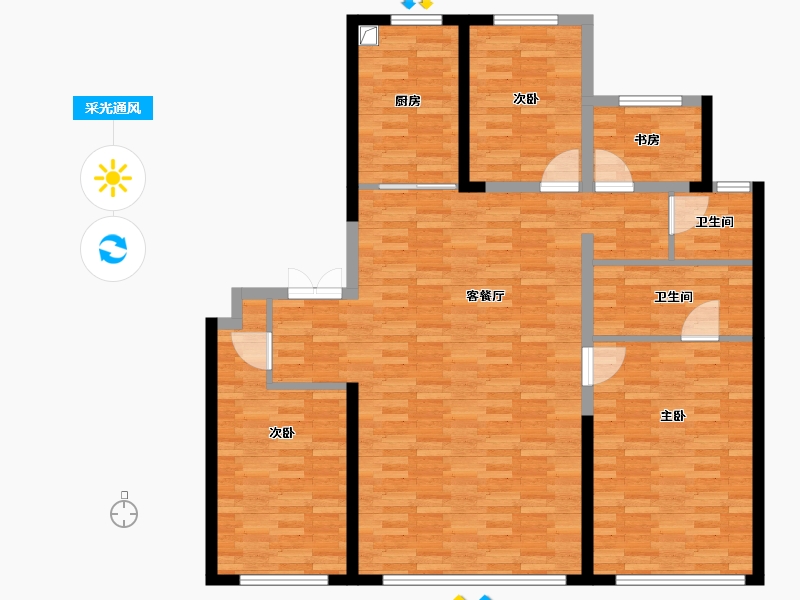 内蒙古自治区-呼和浩特市-万锦梧桐樾-123.75-户型库-采光通风