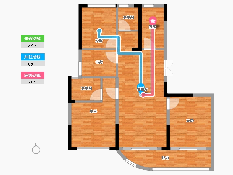 浙江省-绍兴市-金昌烟波辰鹭-95.60-户型库-动静线