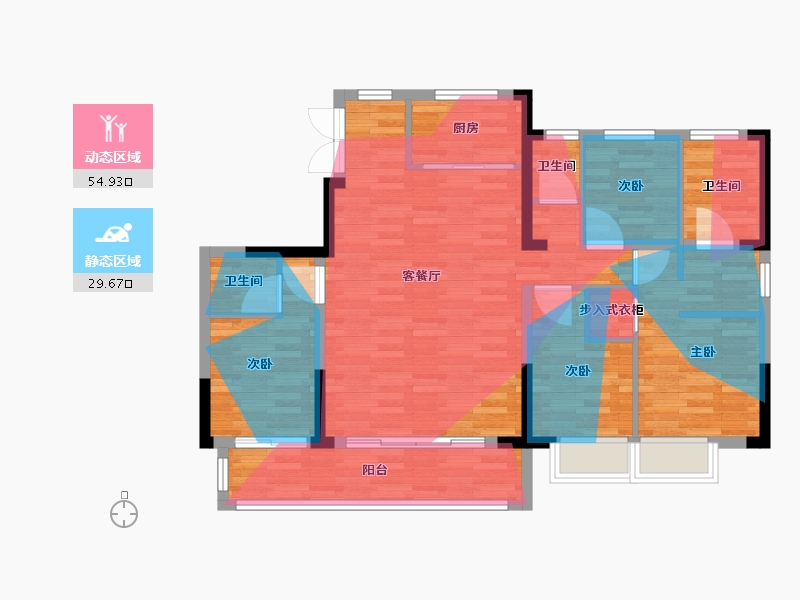 浙江省-宁波市-舜瑞绿城·晓月沁园-92.80-户型库-动静分区