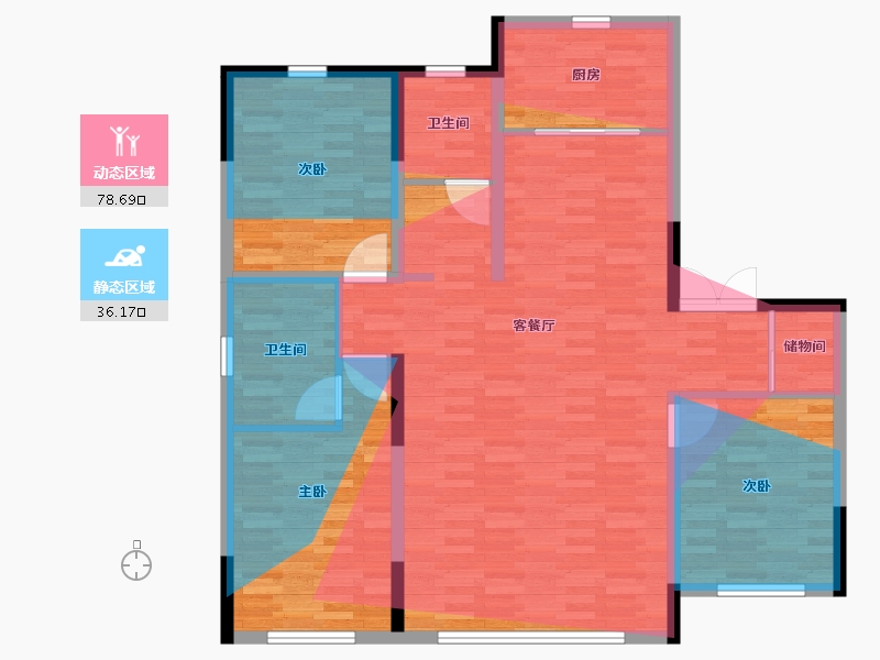 黑龙江省-哈尔滨市-汀澜湾-115.46-户型库-动静分区