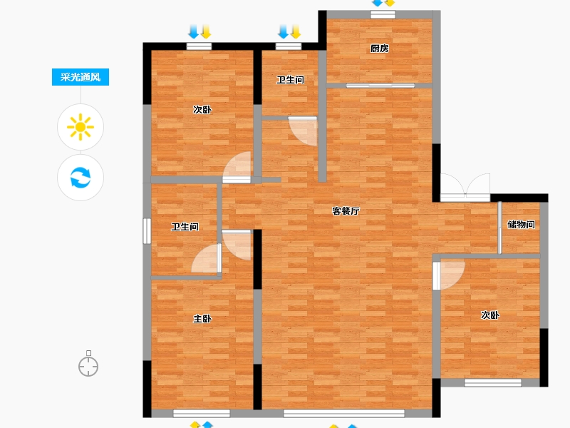 黑龙江省-哈尔滨市-汀澜湾-115.46-户型库-采光通风