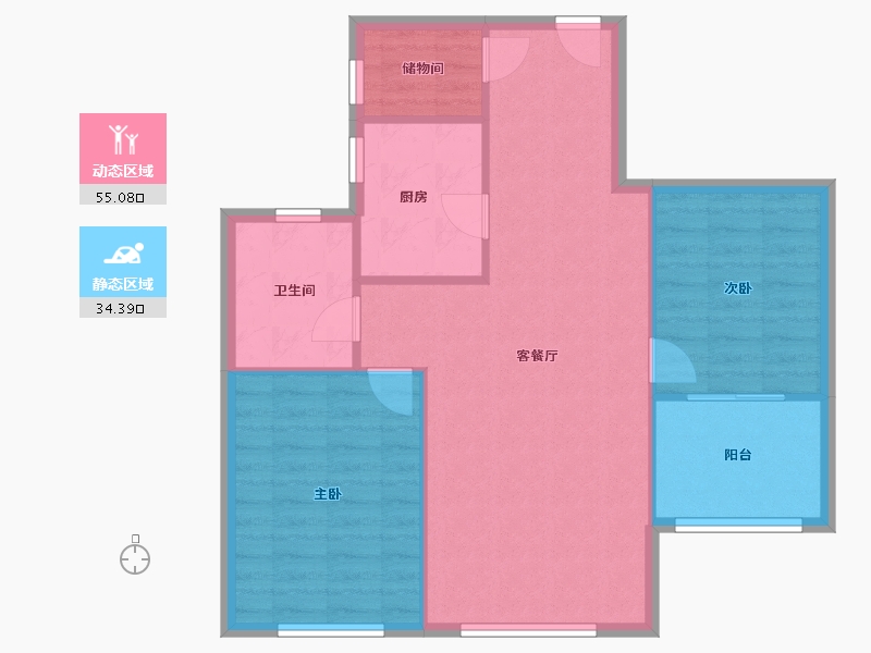 浙江省-宁波市-杭州湾白鹭园-72.80-户型库-动静分区