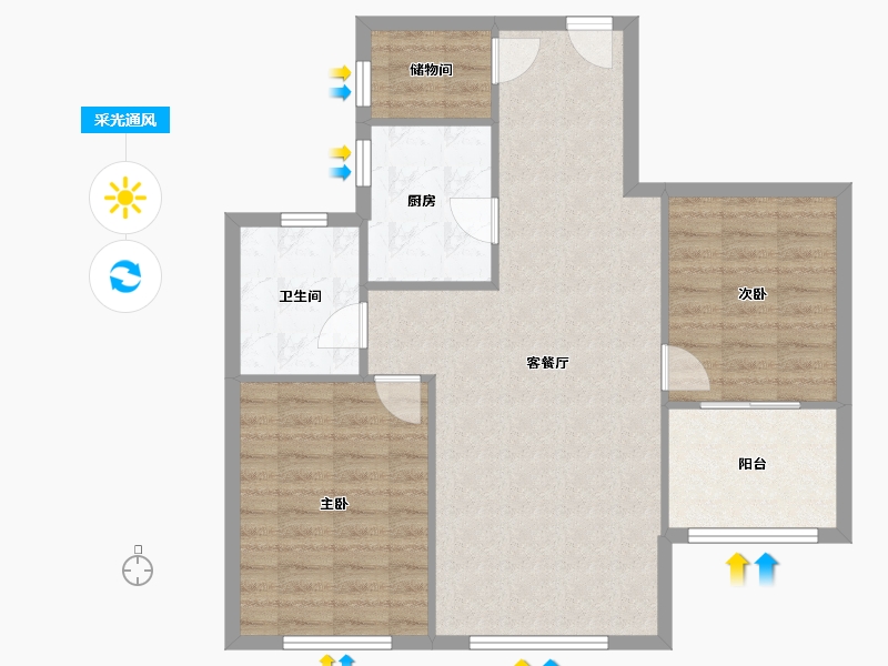 浙江省-宁波市-杭州湾白鹭园-72.80-户型库-采光通风