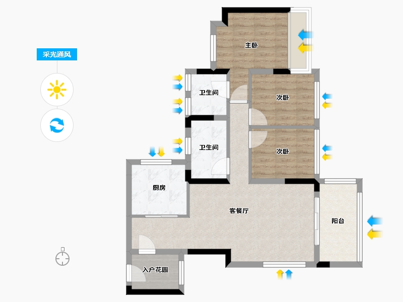 广东省-广州市-华润置地公园上城营销中心-75.00-户型库-采光通风