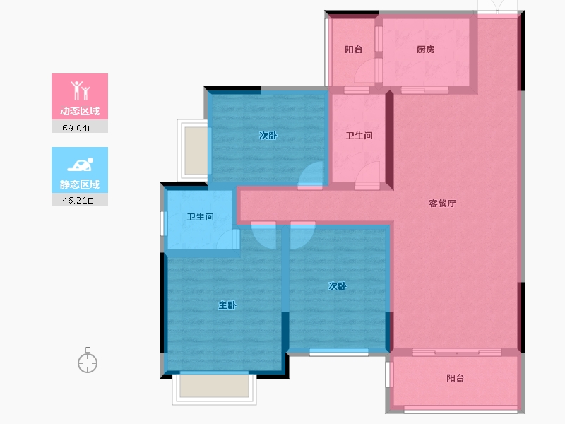 广西壮族自治区-贵港市-顺达广场-107.22-户型库-动静分区