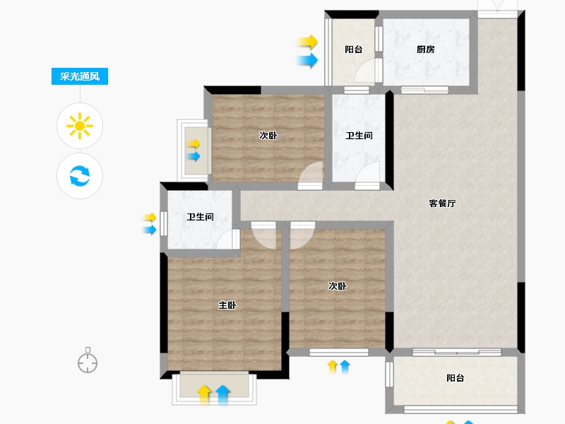 广西壮族自治区-贵港市-顺达广场-107.22-户型库-采光通风