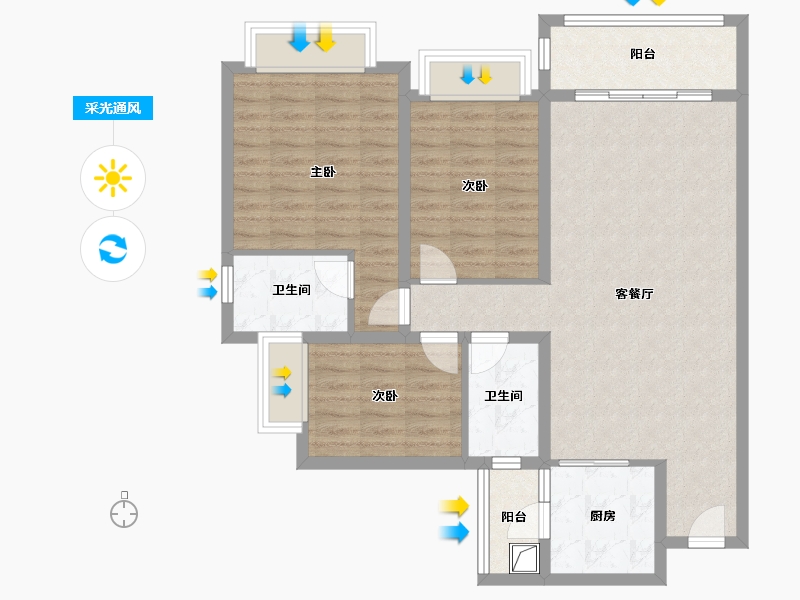 广东省-广州市-盈明花园-98.00-户型库-采光通风