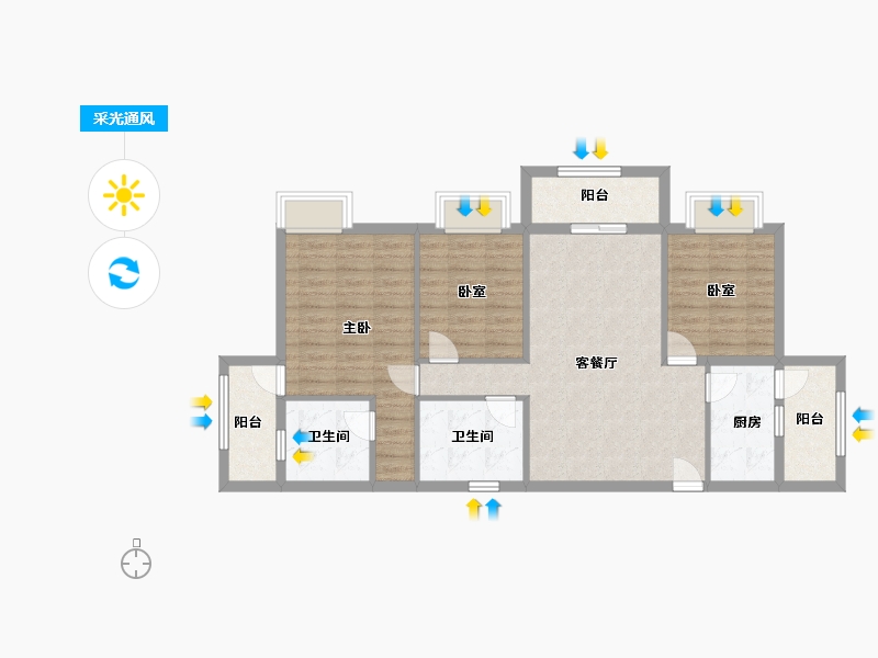 广西壮族自治区-玉林市-富康华府-91.00-户型库-采光通风