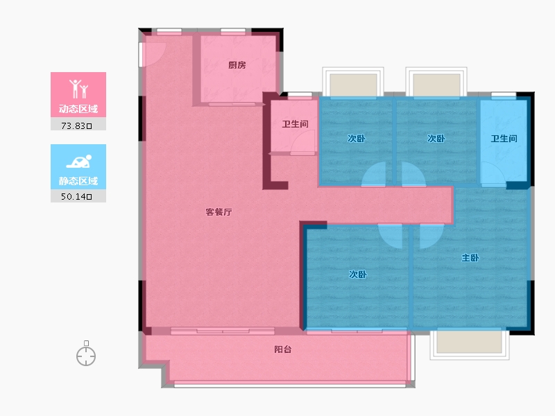 湖北省-襄阳市-力生汉江樾-112.80-户型库-动静分区