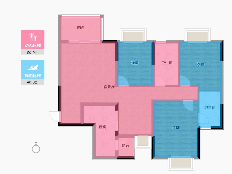 四川省-成都市-恒大天府半岛淽澜城-95.00-户型库-动静分区