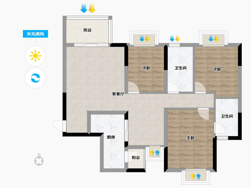 四川省-成都市-恒大天府半岛淽澜城-95.00-户型库-采光通风