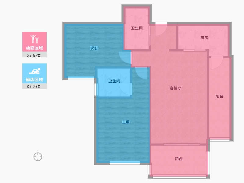 浙江省-杭州市-寰宇湾C区-78.70-户型库-动静分区