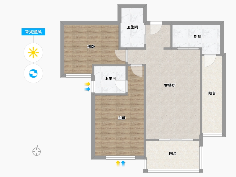 浙江省-杭州市-寰宇湾C区-78.70-户型库-采光通风