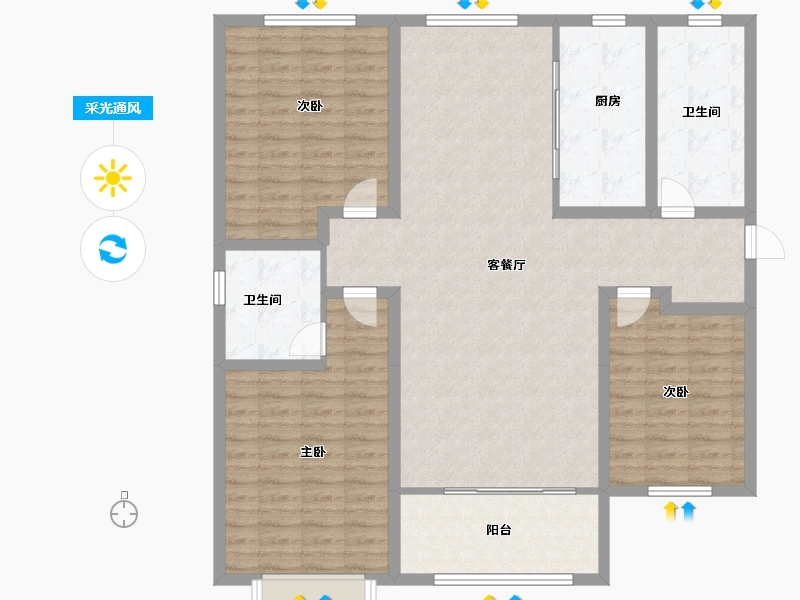 河北省-邯郸市-荣科枫林苑-128.00-户型库-采光通风