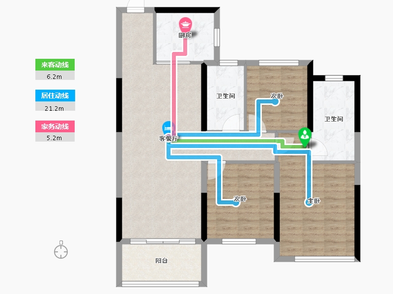 江苏省-泰州市-龙凤花苑-92.80-户型库-动静线