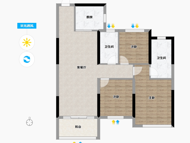 江苏省-泰州市-龙凤花苑-92.80-户型库-采光通风