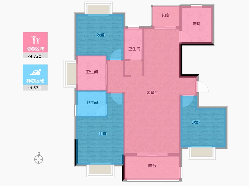 黑龙江省-齐齐哈尔市-百华苑-107.40-户型库-动静分区