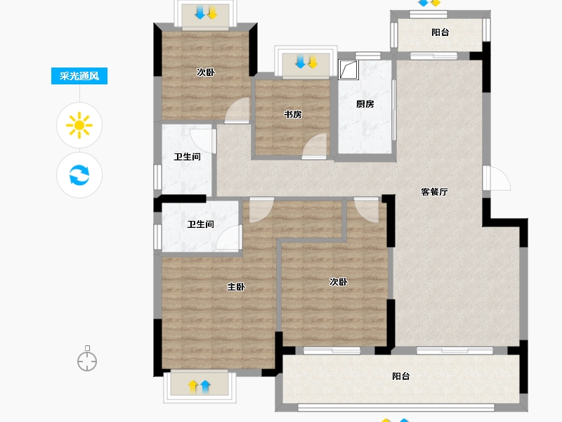 湖北省-黄冈市-鸿城一品-142.78-户型库-采光通风