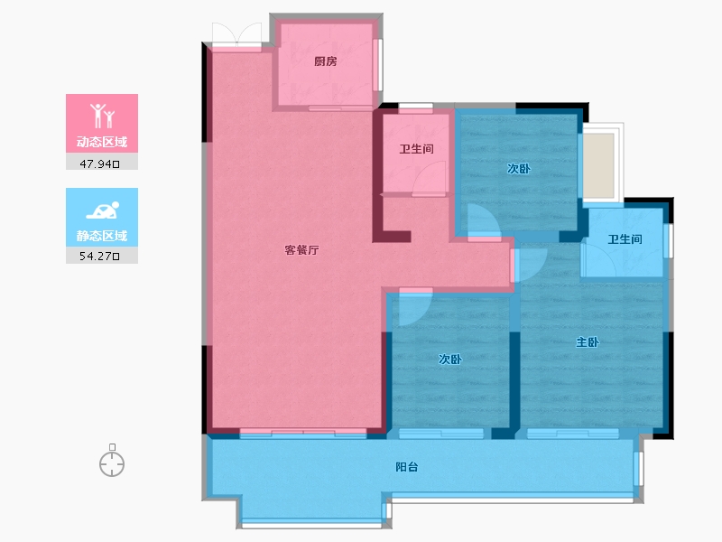 四川省-绵阳市-锦绣江城-94.48-户型库-动静分区